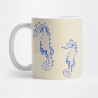 Blue and tan seahorses Mug